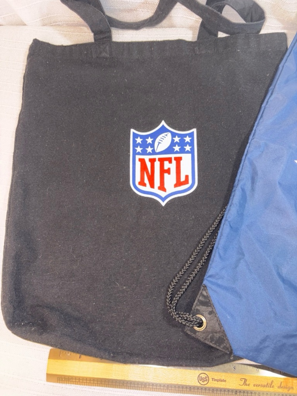 2 Vintage NFL Bags Tennessee Titans Drawstring bag and a NFL Tote Bags
